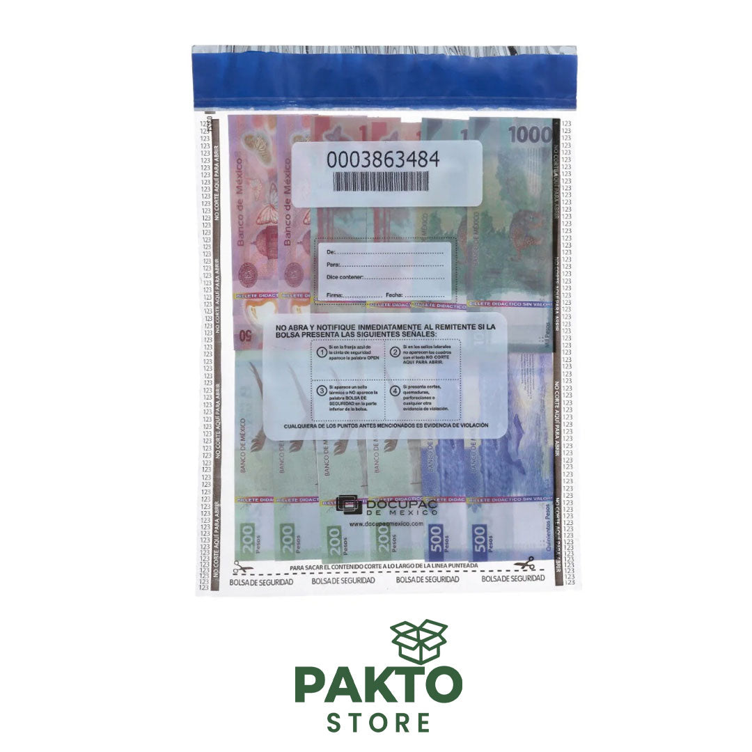 Bolsa de Seguridad Inviolable 9” x 12.5” | Sello BlueVoid