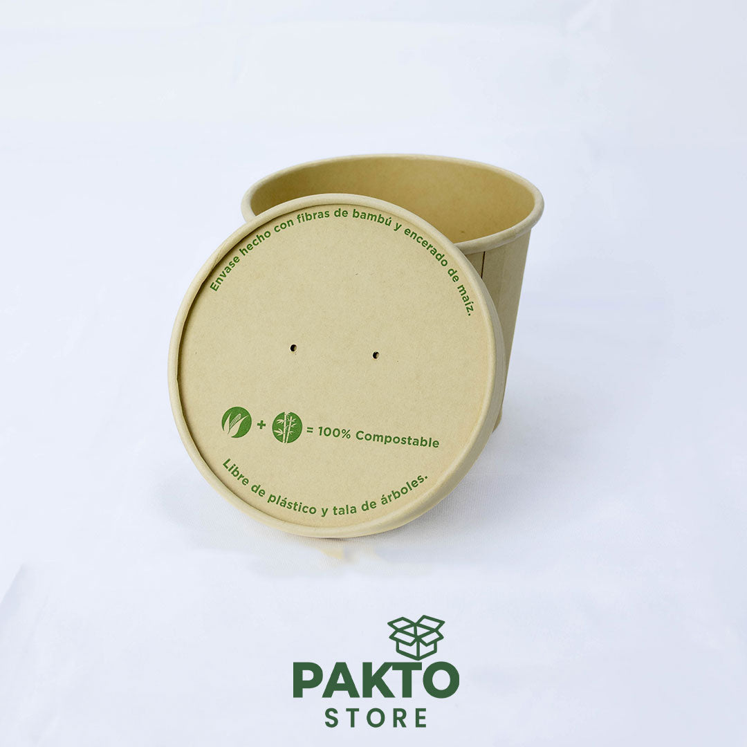 Contenedor Sopero de Bambú 21 oz con Tapa – Biodegradable para Delivery
