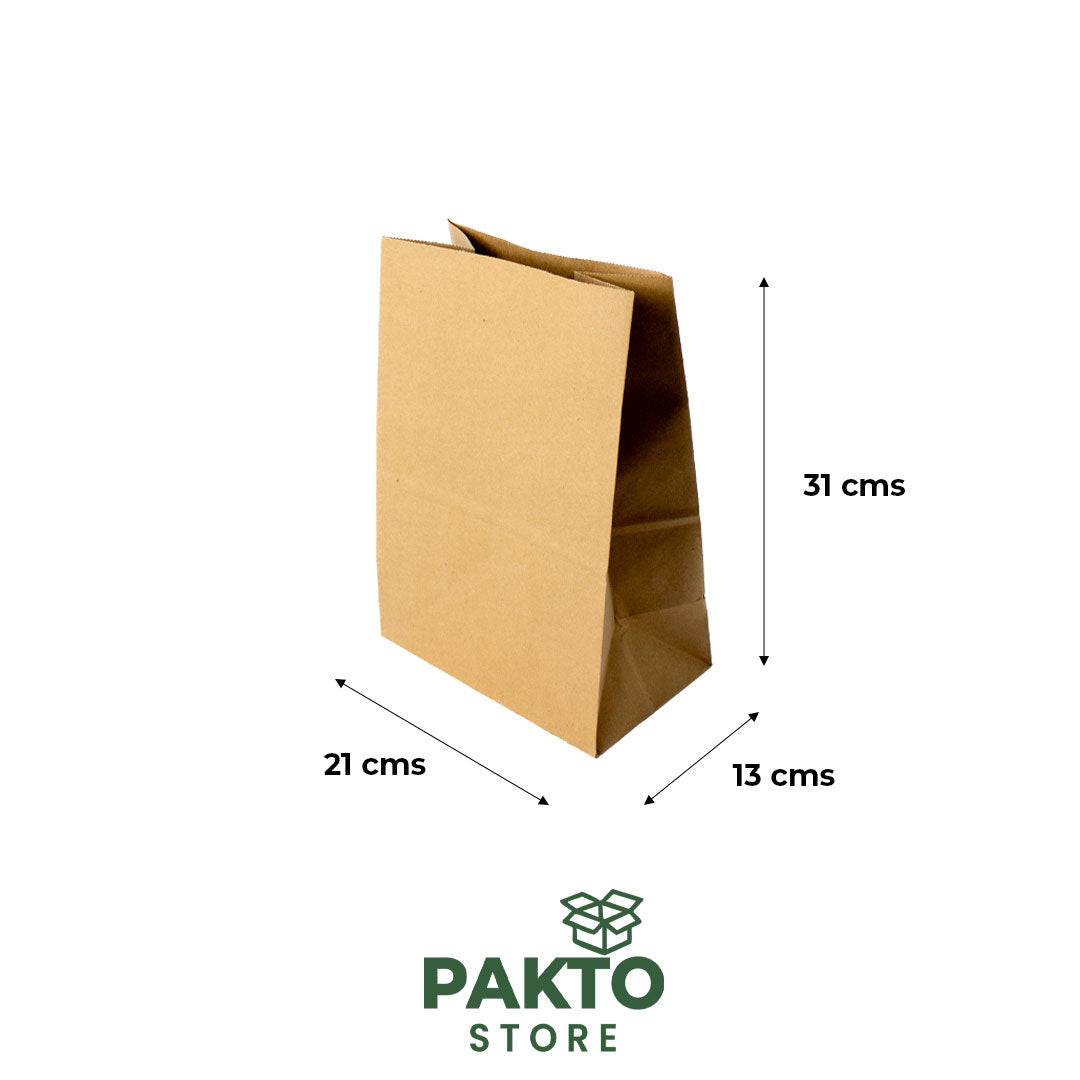 Bolsa de Papel Kraft sin Asa – 21 × 13 × 31 cm