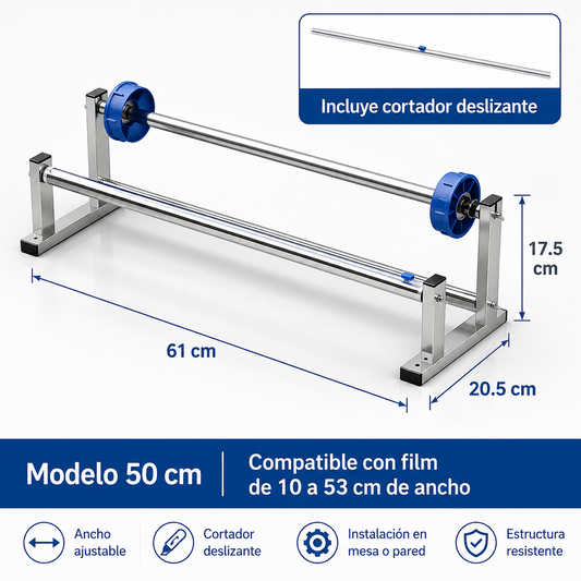 Despachador Manual de Película Stretch 50 cm con Cortador Deslizante