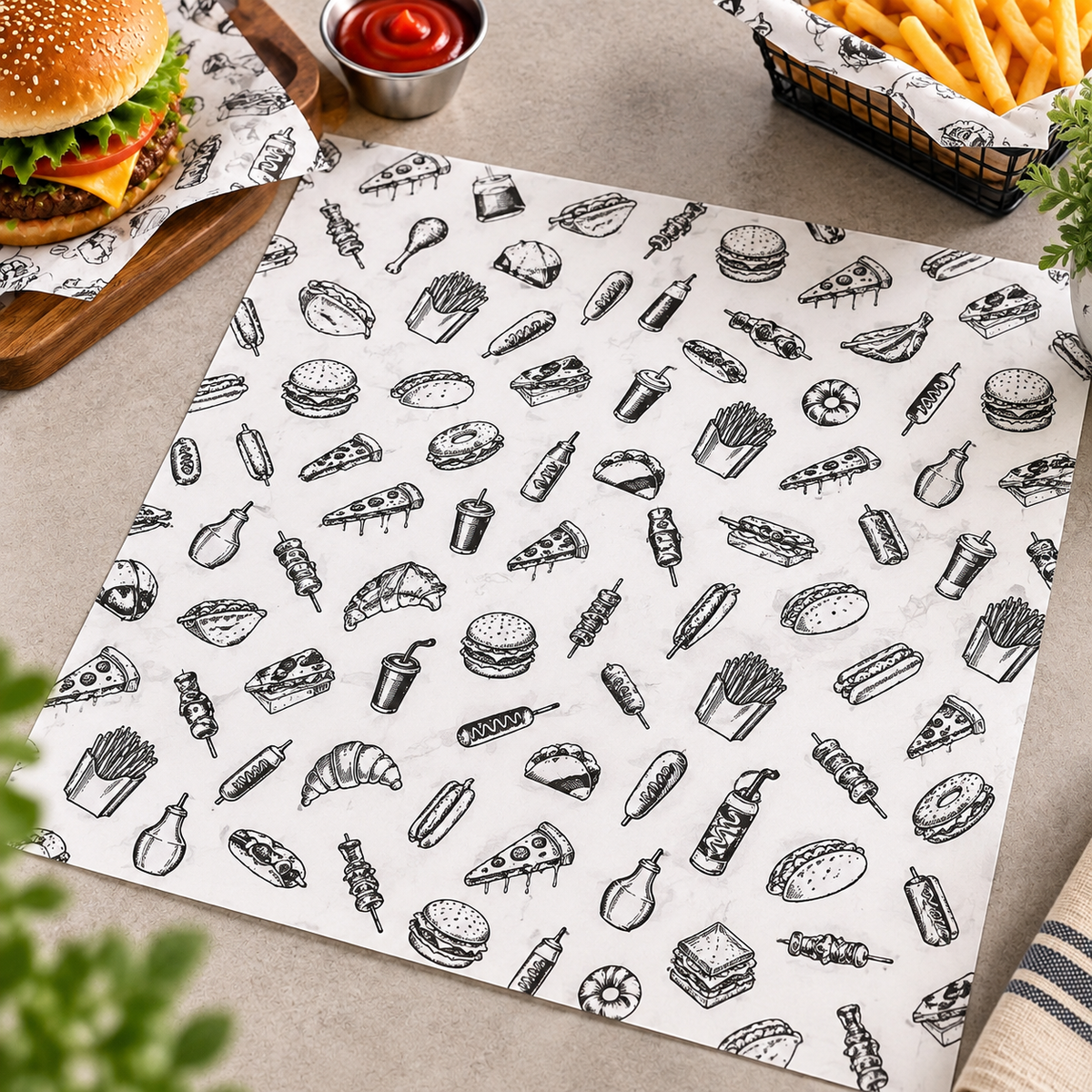 Papel Grado Alimenticio 30 × 30 cm – Paquete de 100 Hojas