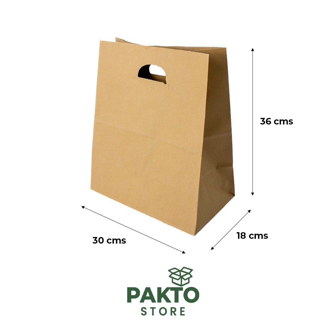 Bolsa de Papel Kraft con Asa Troquelada – 30 × 18 × 36 cm