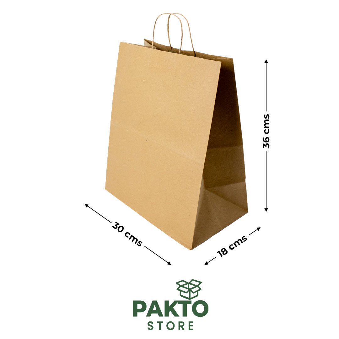 Bolsa de Papel Kraft con Asa Retorcida – 30 × 18 × 36 cm