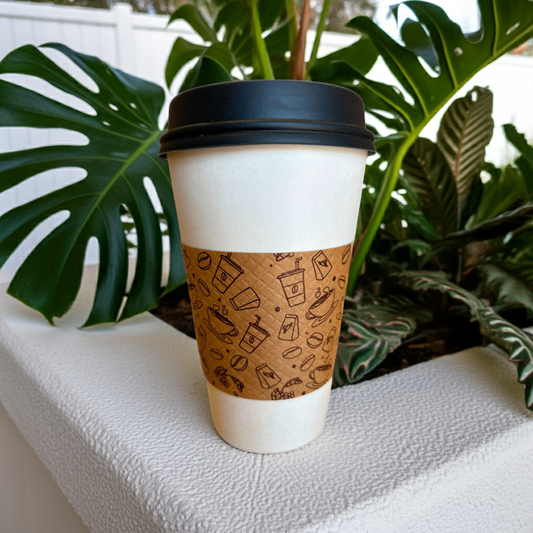 Fajilla de Cartulina Kraft Gofrada para Bebidas Calientes (1,000 pzas.)