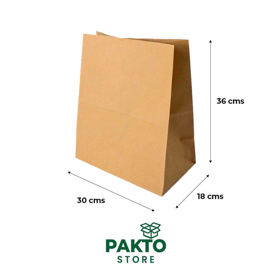 Bolsa de Papel Kraft sin Asa – 30 × 18 × 36 cm