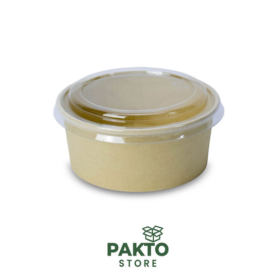 Bowl Kraft 26 oz con Tapa | Envase Biodegradable para Ensaladas y Delivery