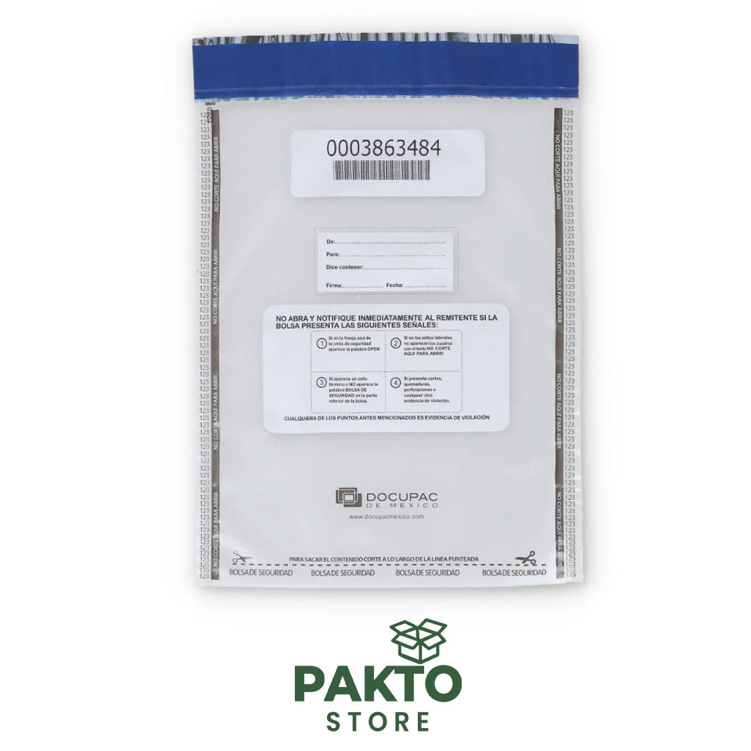 Bolsa de Seguridad Inviolable 9” x 12.5” | Sello BlueVoid