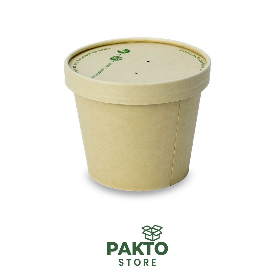 Contenedor Sopero de Bambú 21 oz con Tapa – Biodegradable para Delivery