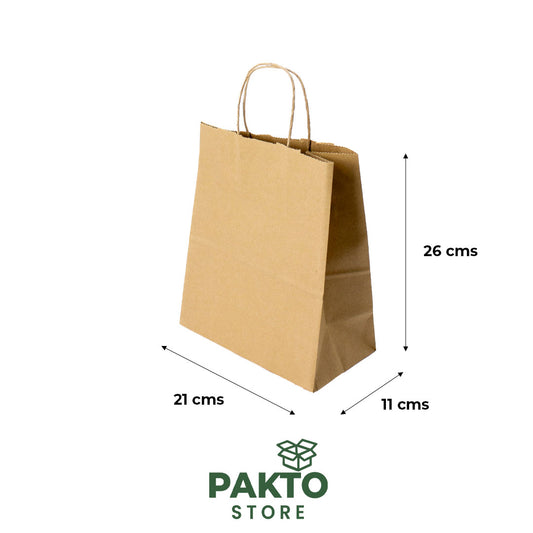 Bolsa de Papel Kraft con Asa Retorcida – 21 × 11 × 26 cm