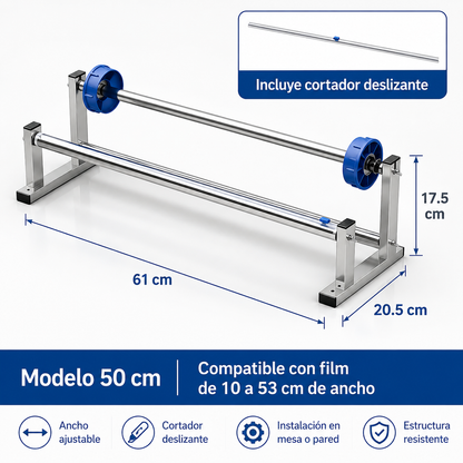Despachador Manual de Película Stretch 50 cm con Cortador Deslizante