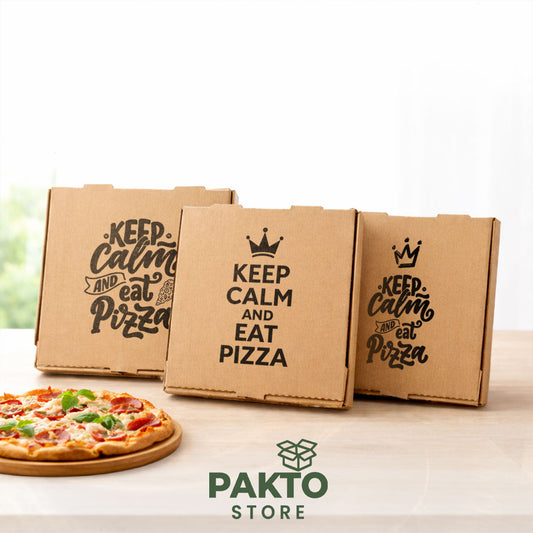 Caja para Pizza Kraft – Keep Calm (Diseños disponibles)