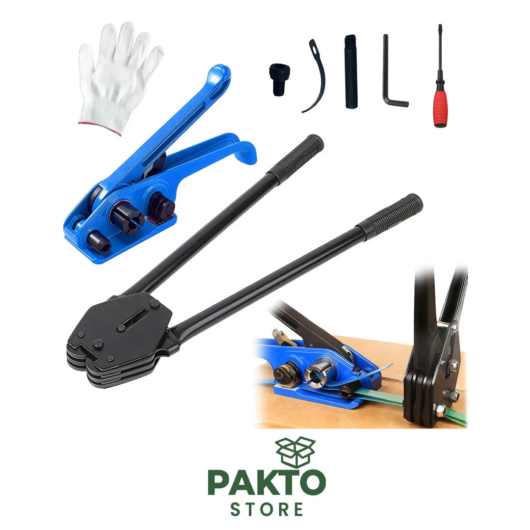 Kit Flejadora Manual Uso Rudo – Tensora + Cerradora para Fleje Plástico (12–19 mm)