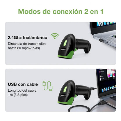 Lector de Códigos de Barras Inalámbrico 1D/2D/QR 2.4 GHz – ZNEMAZ U20-W