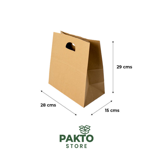 Bolsa de Papel Kraft con Asa Troquelada – 28 × 15 × 29 cm