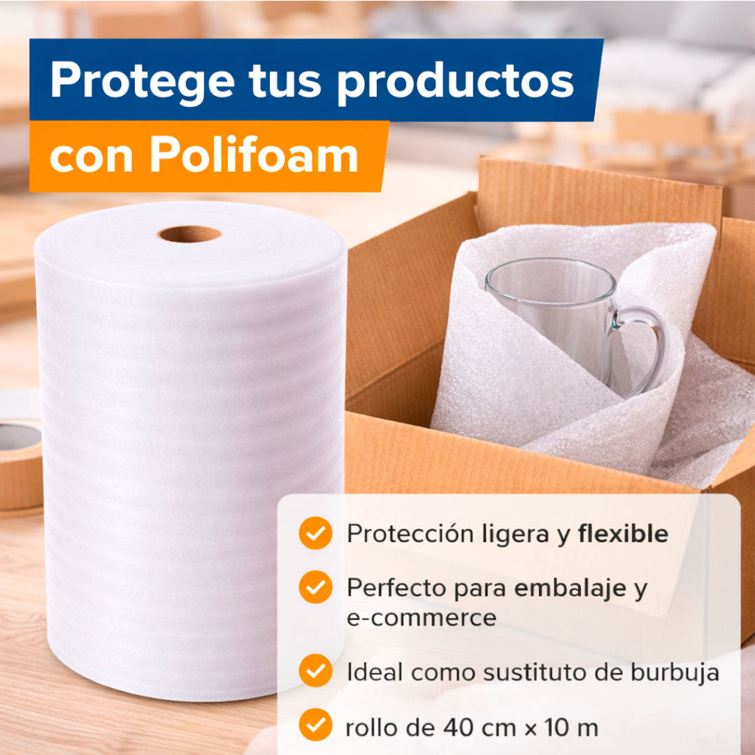 Polifoam Delgado en Rollo 40 cm x 10 m | Sustituto Burbuja