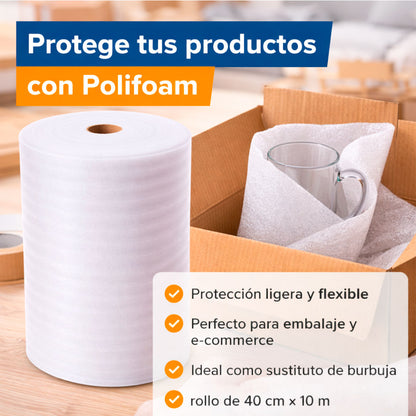 Polifoam Delgado en Rollo 40 cm x 10 m | Sustituto Burbuja