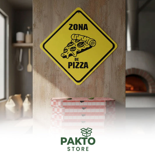 Señal Decorativa "Zona de Pizza" 40 × 40 cm para Pizzería