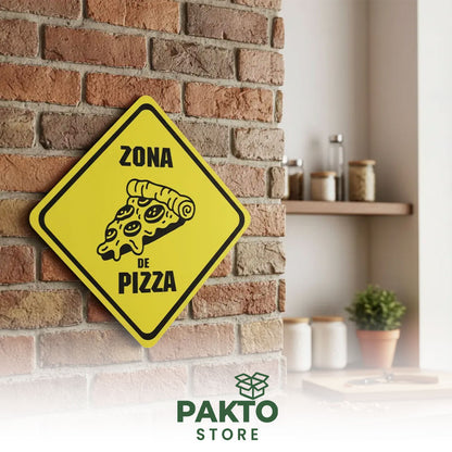 Señal Decorativa "Zona de Pizza" 40 × 40 cm para Pizzería