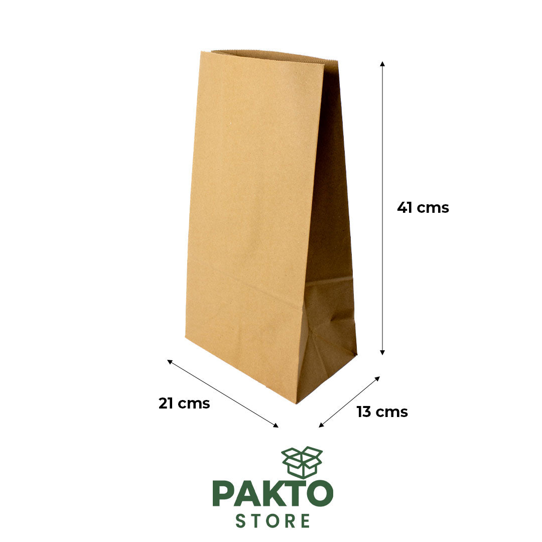 Bolsa de Papel Kraft sin Asa – 21 × 13 × 41 cm